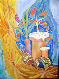 Пасхальный натюрморт гуашью