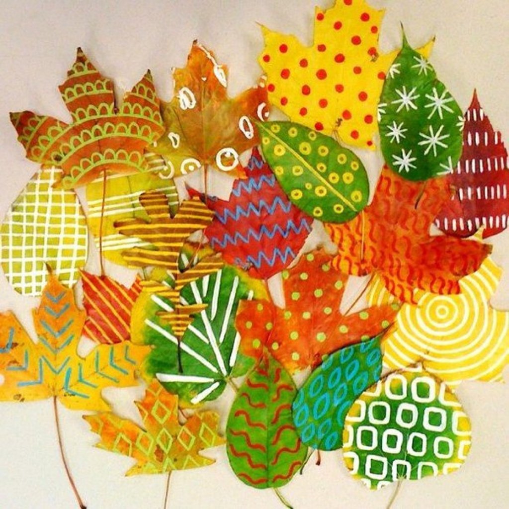 Осенние листья аппликация в технике мозаика