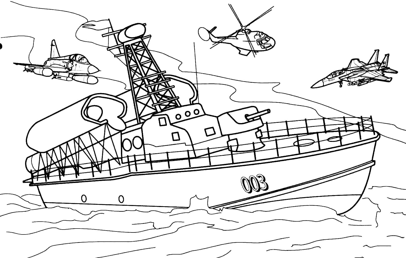 Военный корабль раскраска для детей
