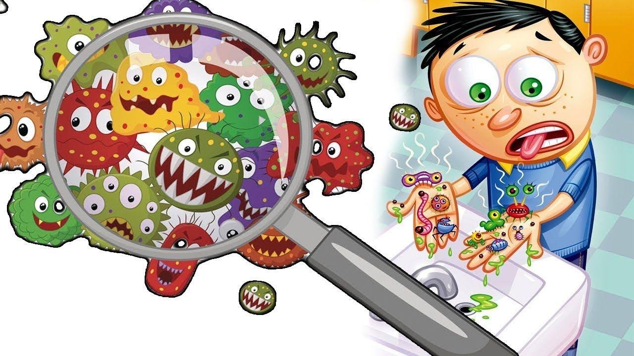 Вирусы в пересылаемых картинках. Микробы для детей. Вирусы и микробы. Вирусы и бактерии для детей. Микробы на руках для детей.