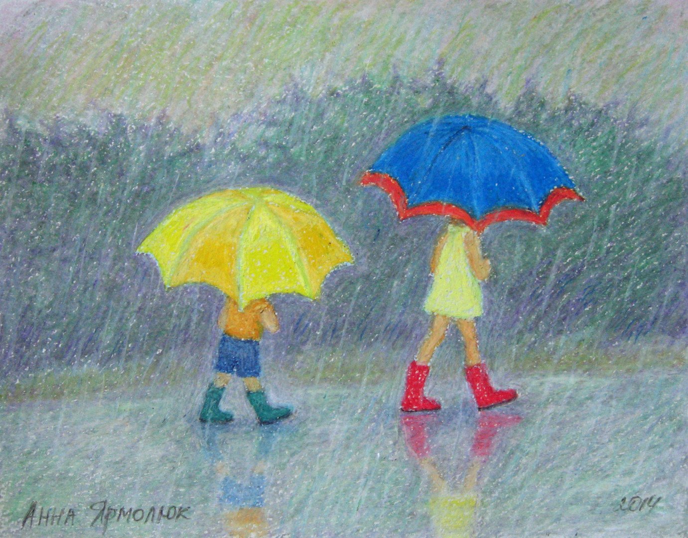 Дождливый день в городе рисование с детьми