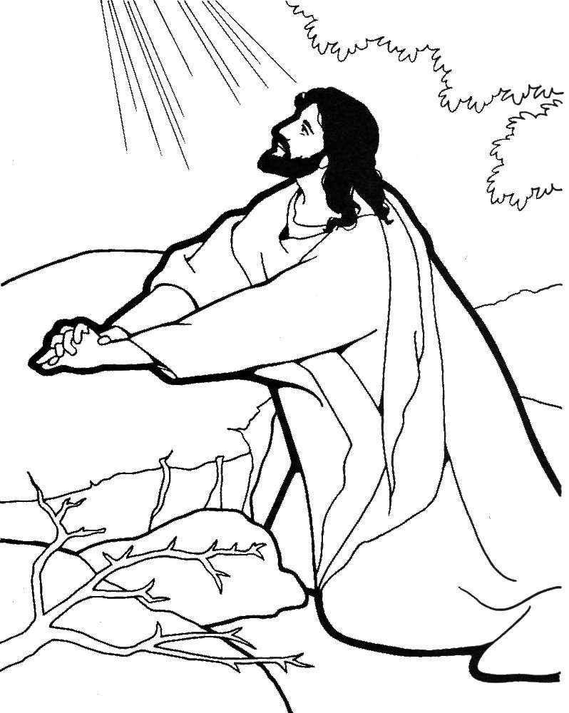 Раскраска молитва Иисуса в Гефсиманском саду