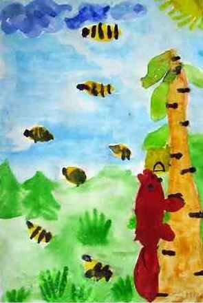 Рисование медведь и пчелы старшая группа