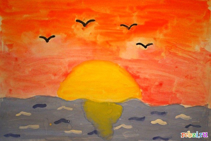 Заря алая разливается рисование в подготовительной. Закат красками для детей. Рисование закат в подготовительной группе. Рисование в подготовительной группе закат солнца. Нарисовать закат.
