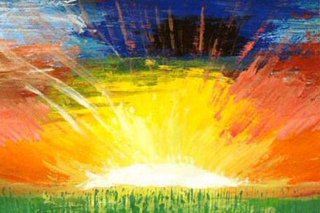 Заря алая разливается рисование