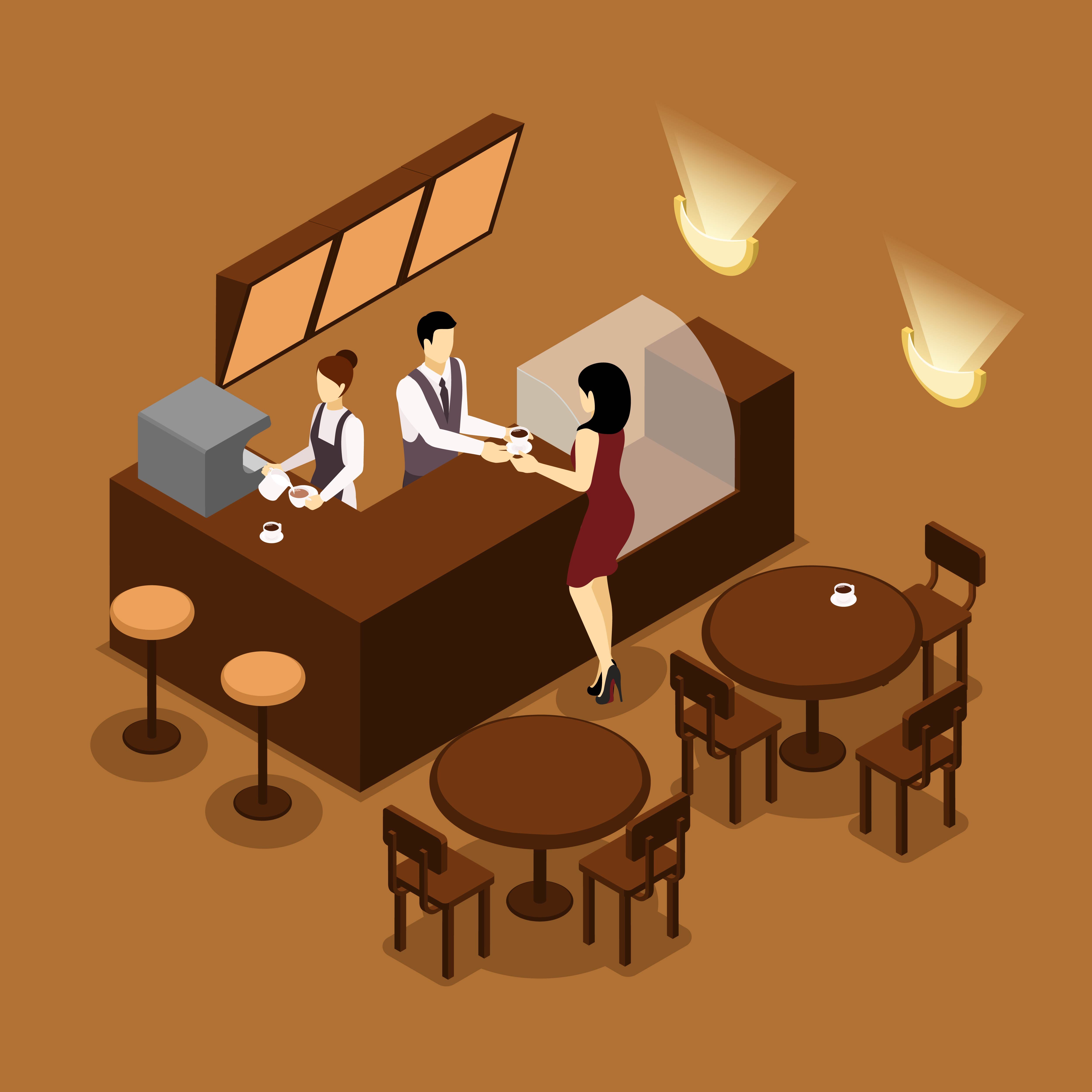 Управляющая в кафе иллюстрация