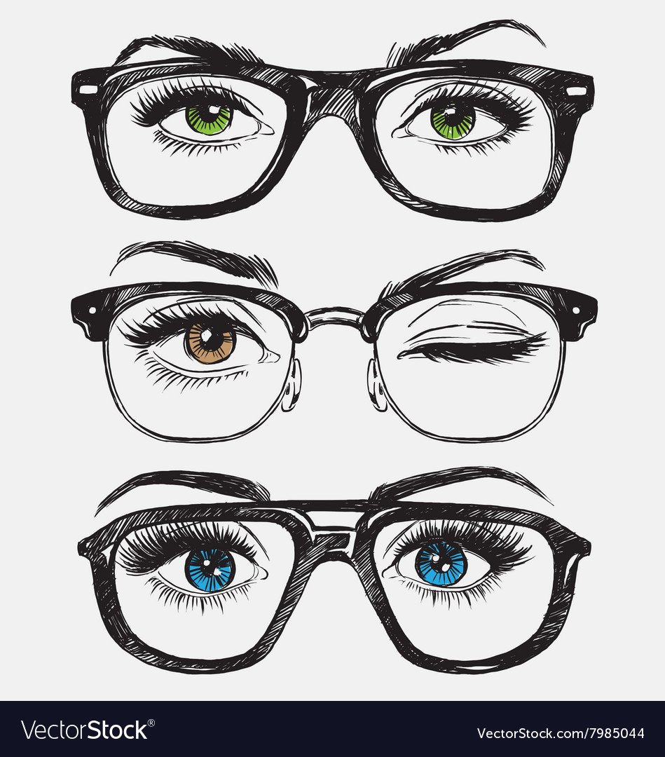 Мультяшные глаза в очках