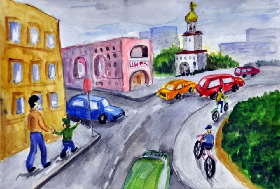 Рисунок люди в городе рисунок