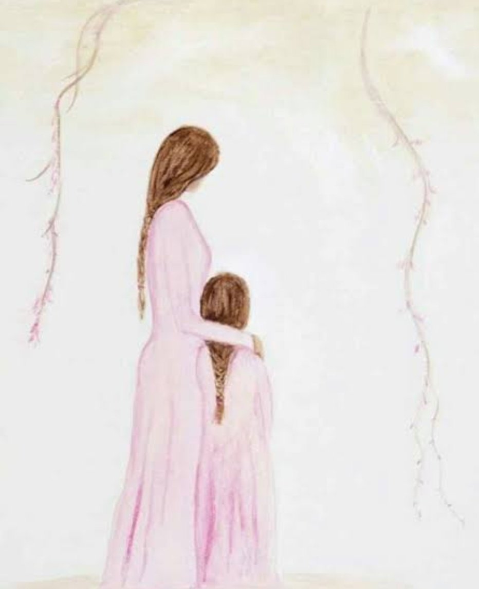 Мама и дочка рисунок для срисовки