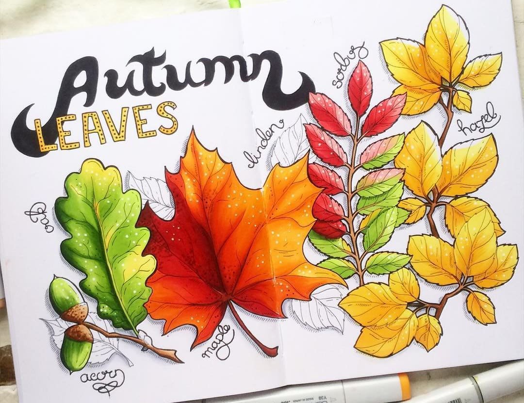 Осенняя зарисовка маркерами