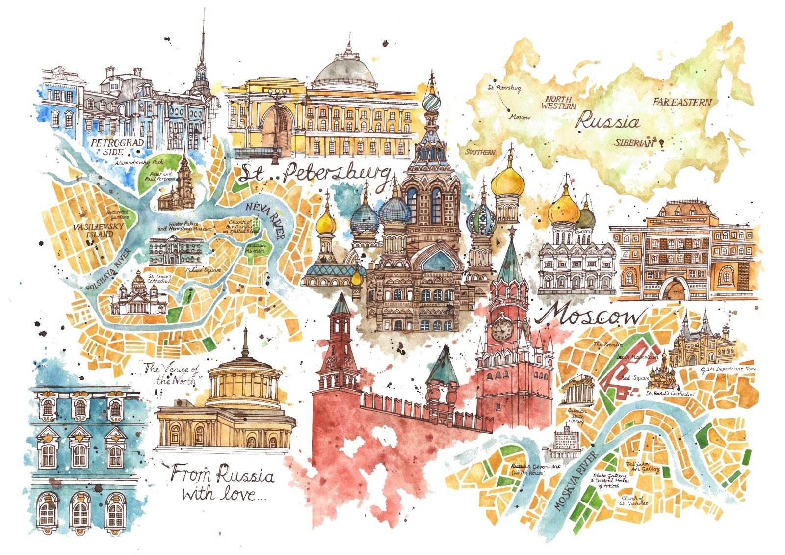 Карта России с достопримечательностями