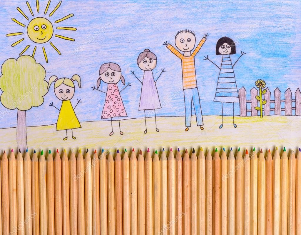 Семейные радости рисунок карандашом