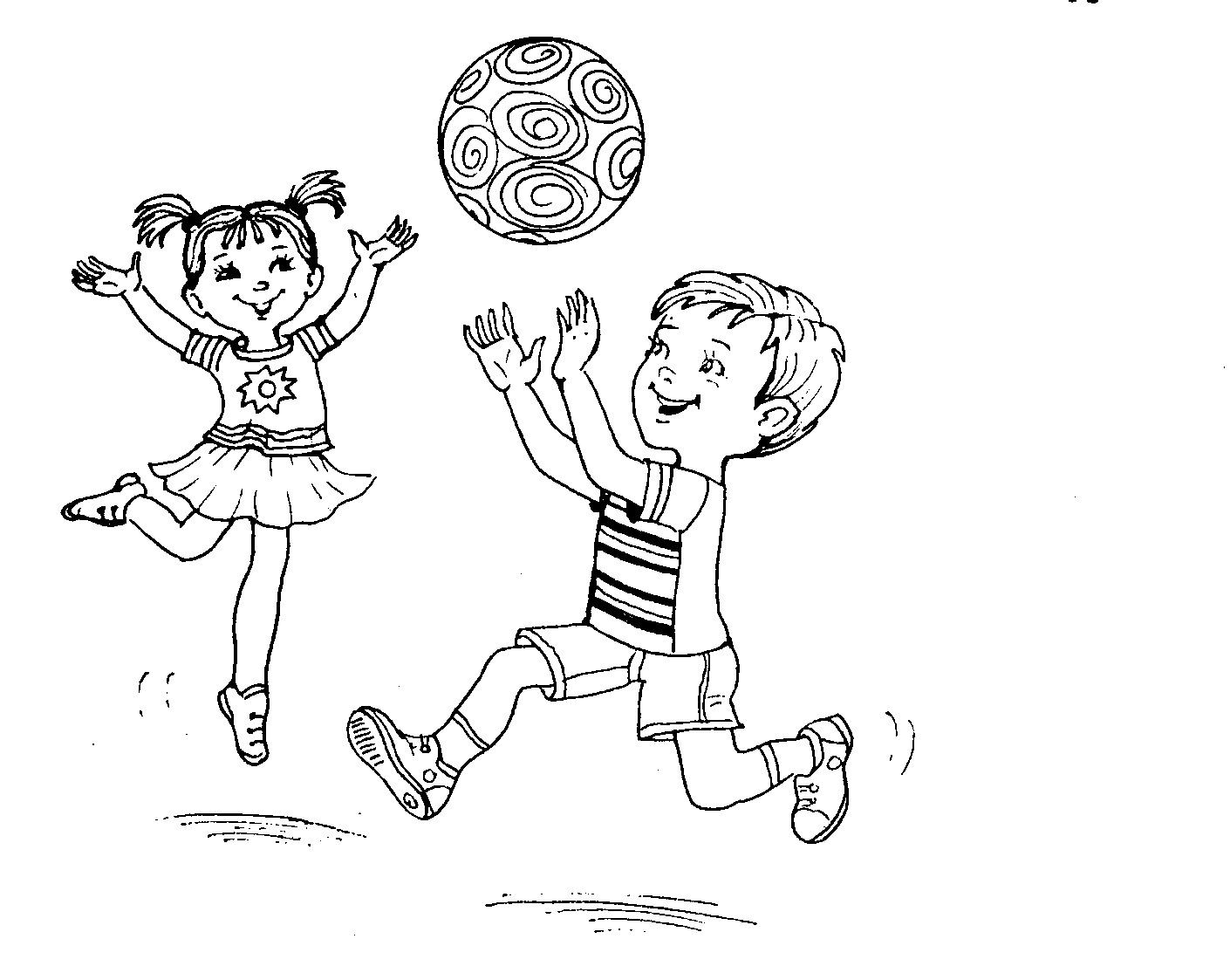 Раскраска дети играют в мяч