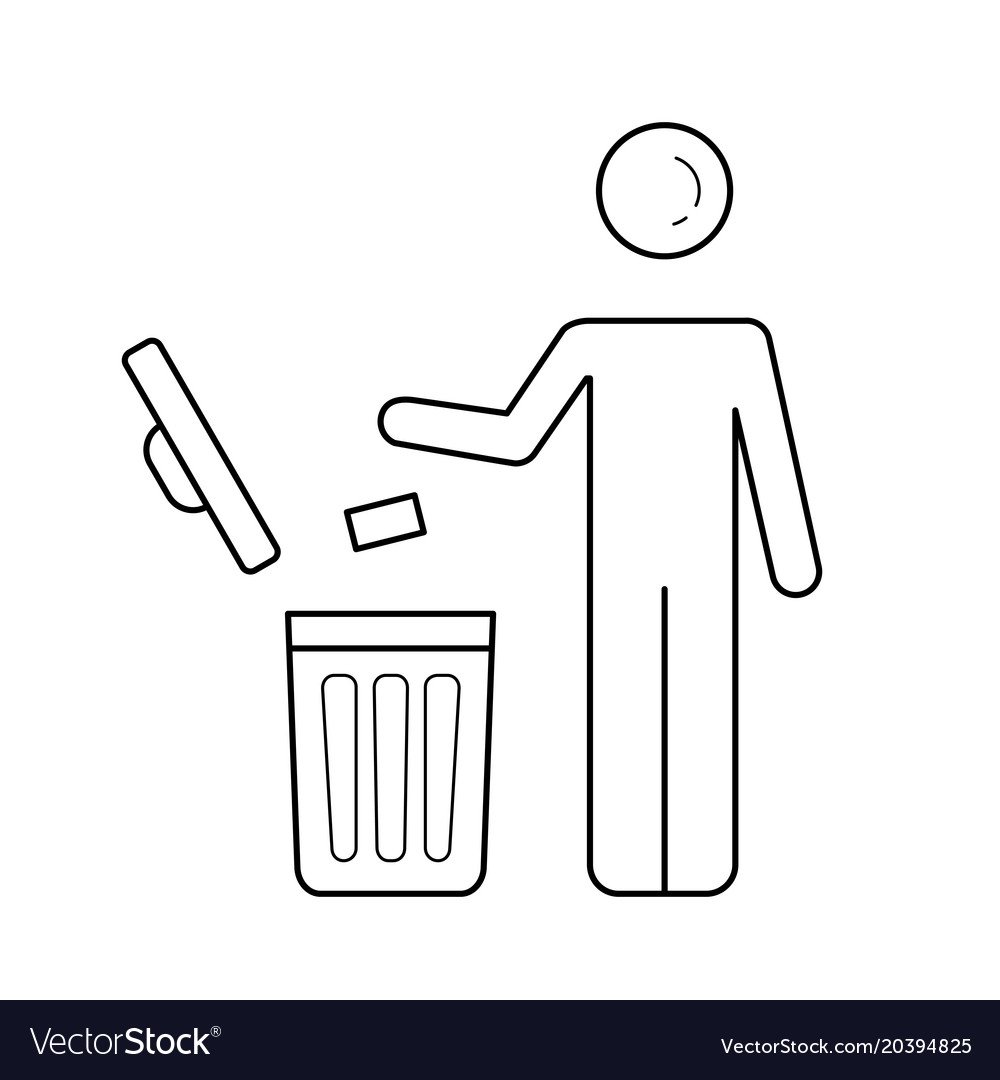 Человек выбрасывает мусор в урну рисунок
