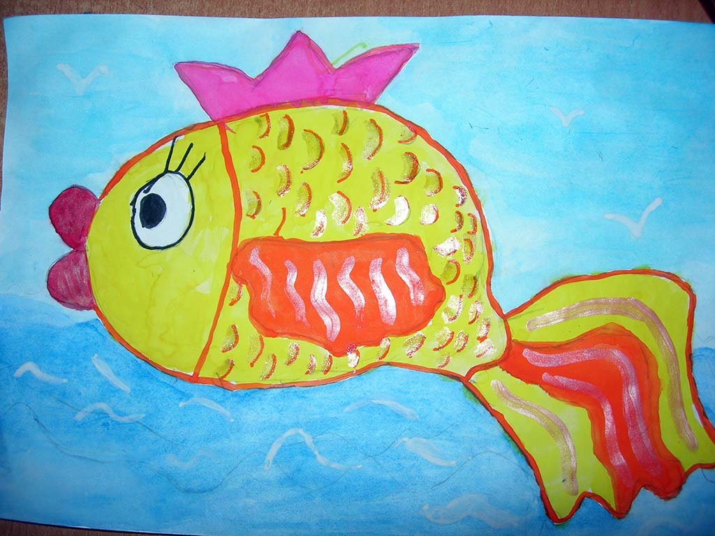 Золотая рыбка младшая группа. Детские рисунки на свободную тему. Темы для рисования. Рисунок на тему любимая сказка. Рисование с детьми подготовительной группы.