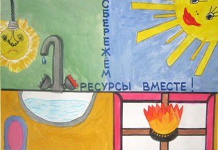 Рисунок на тему береги тепло, воду и свет