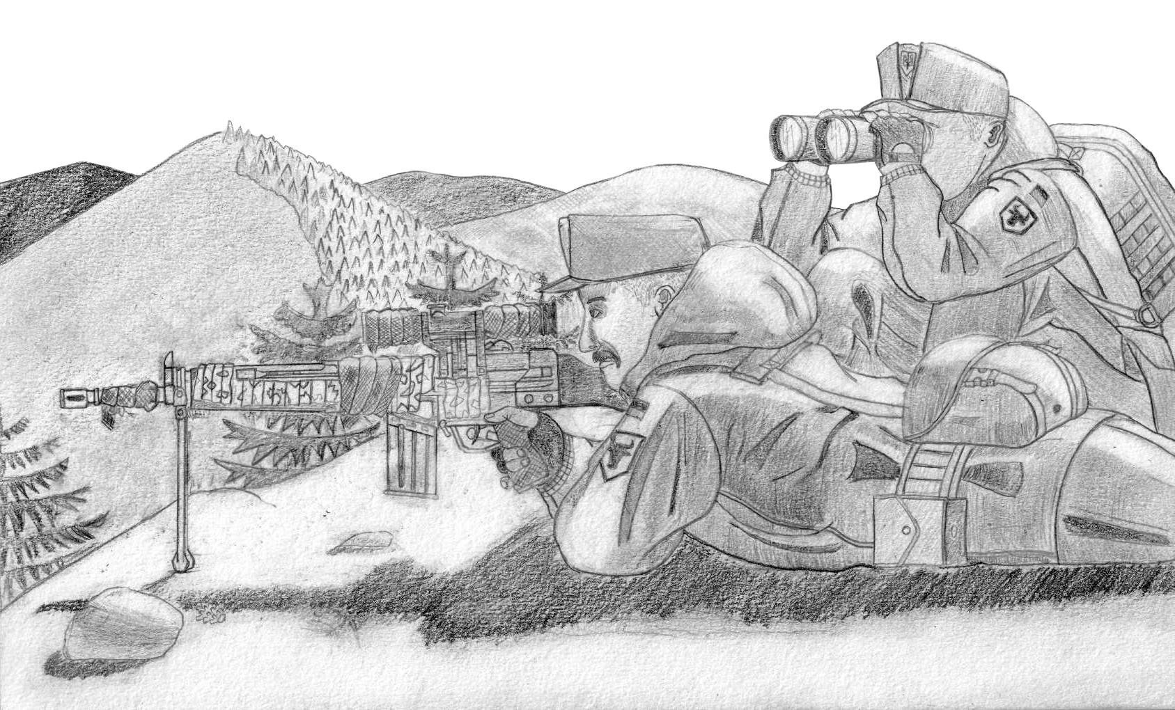 Карандашный рисунок на тему войны