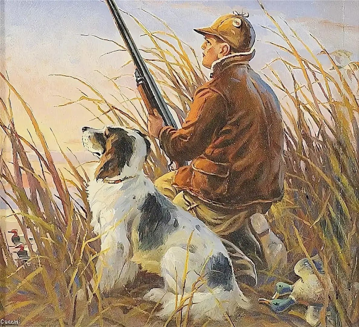 Охотник с ружьем живопись