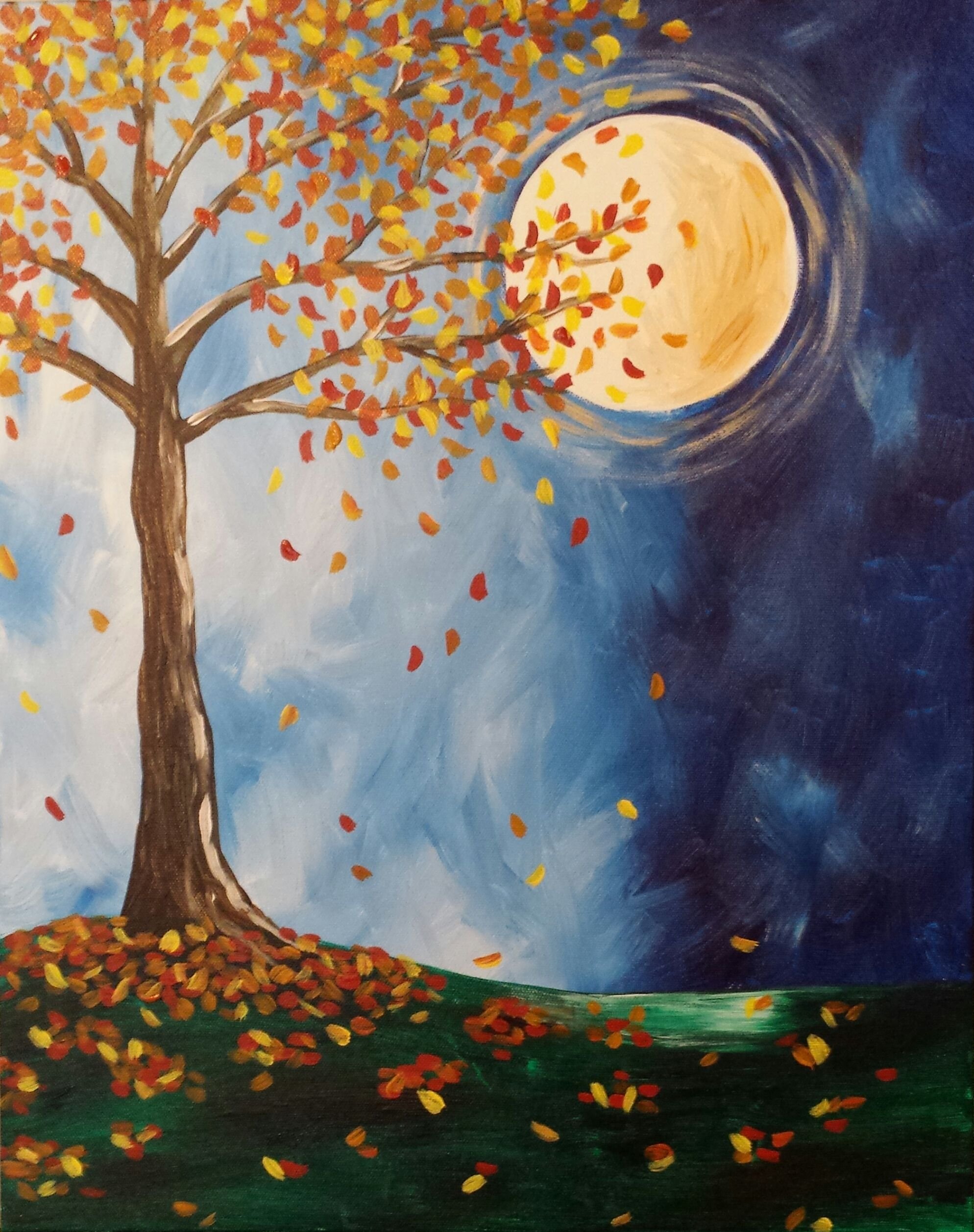 Осень Луна живопись