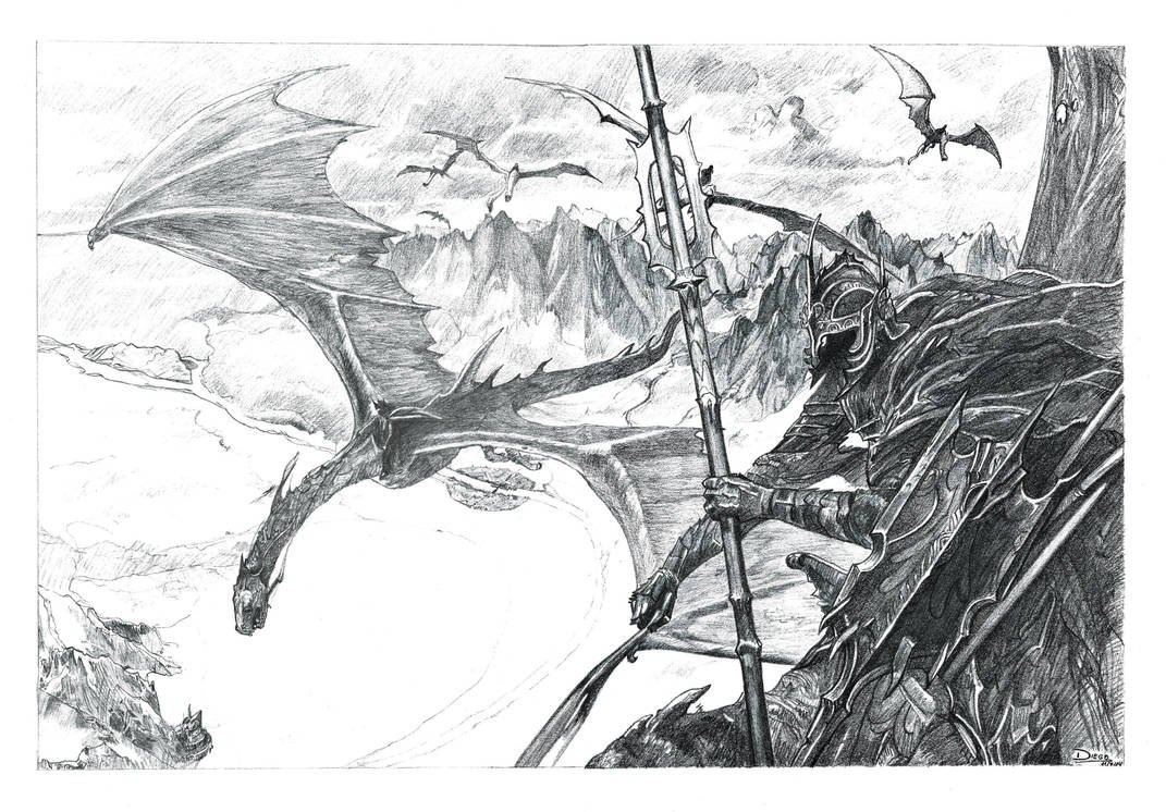 Рисунки Толкиена к Властелину колец карандашом