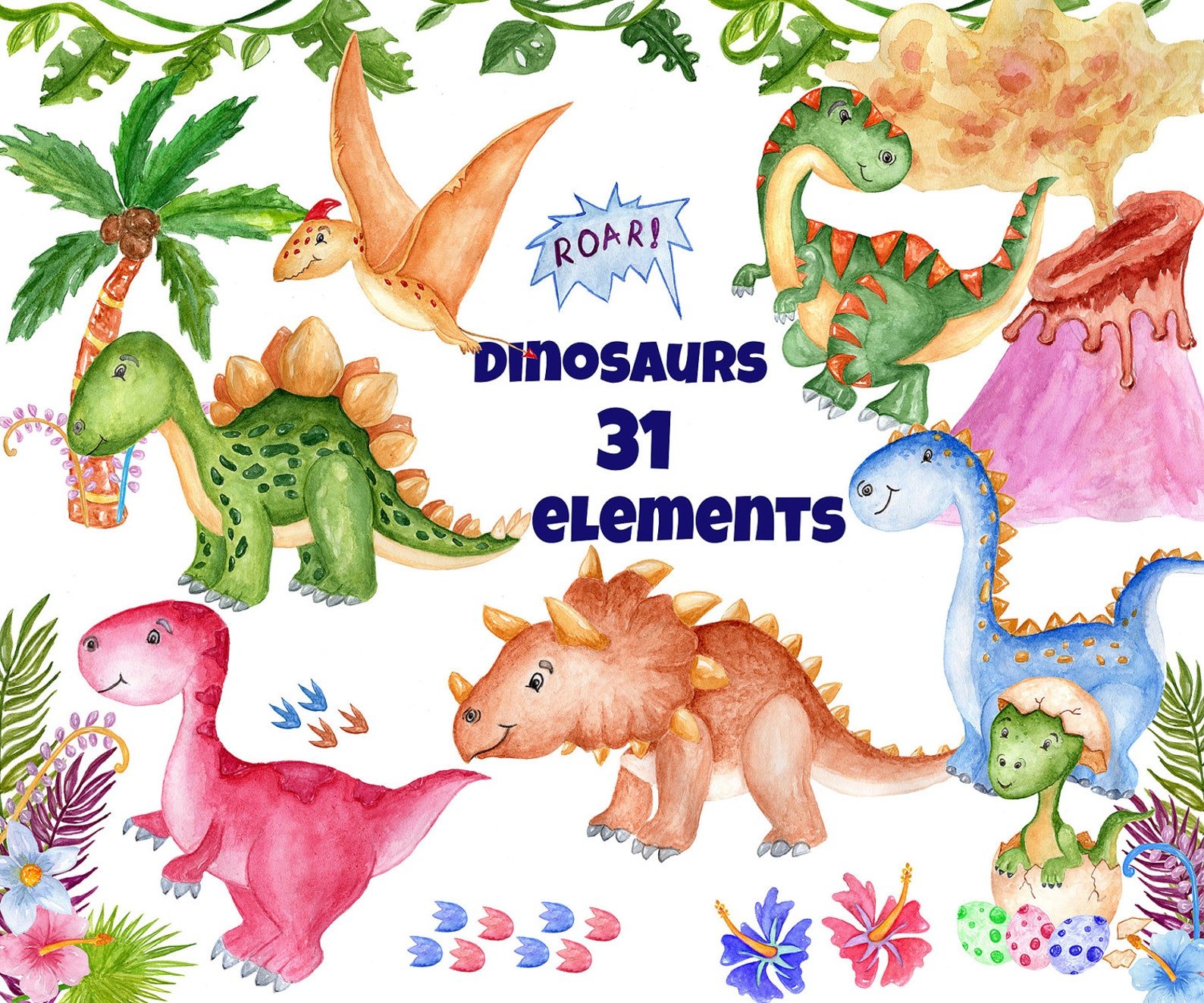 Плакат с динозаврами на день рождения