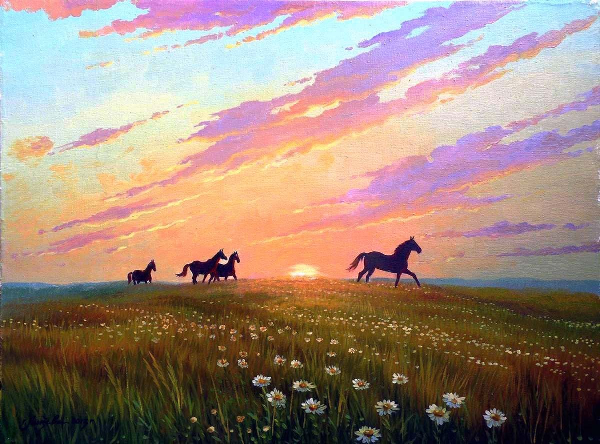 Донская степь казаки кони картина