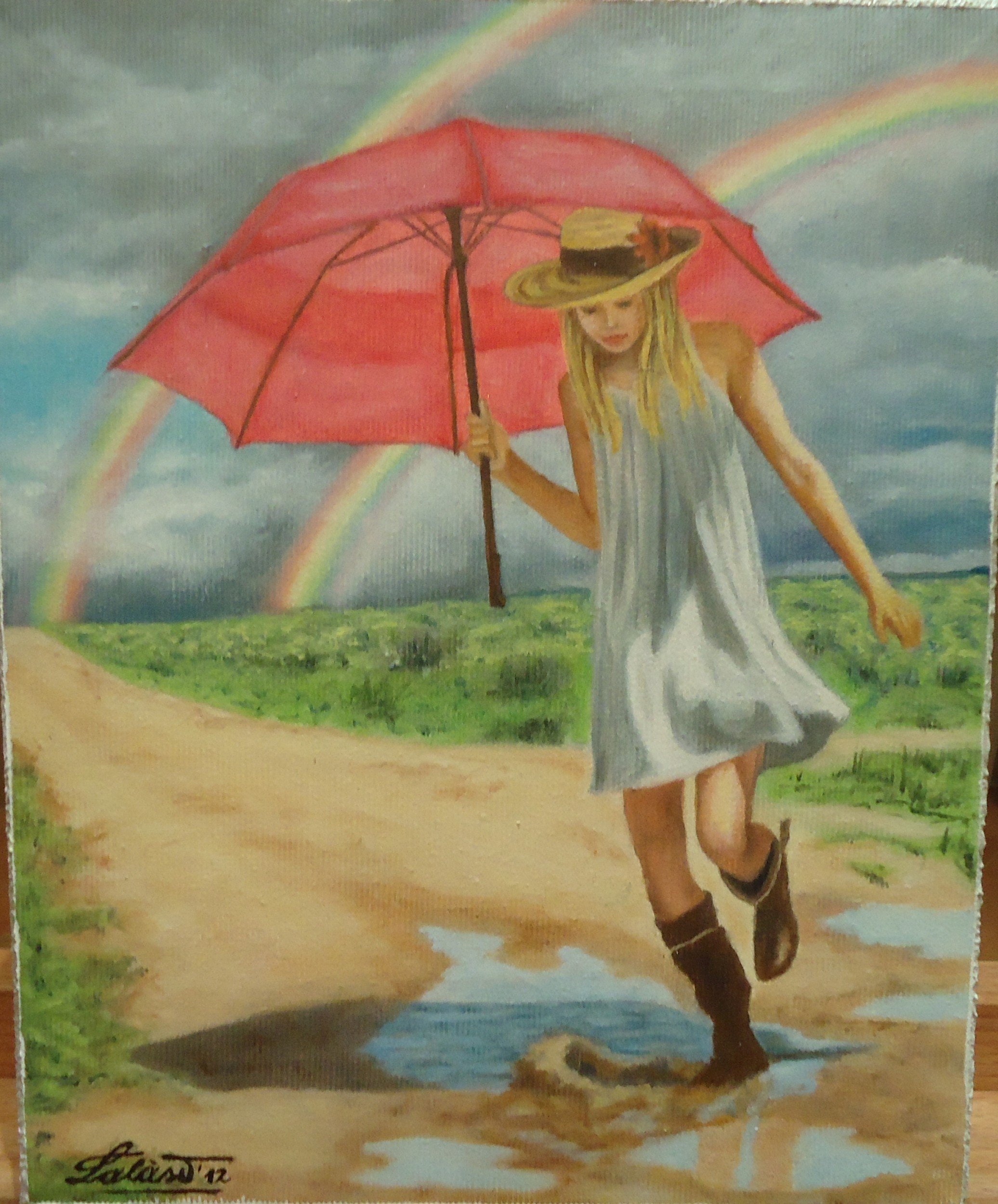 Девушка под зонтом лето