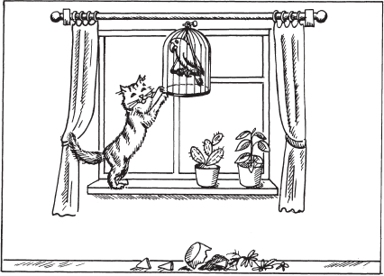 Кошка на окошке раскраска