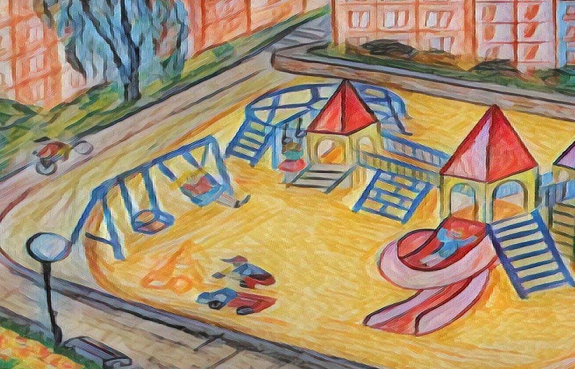 Рисование на тему детская площадка