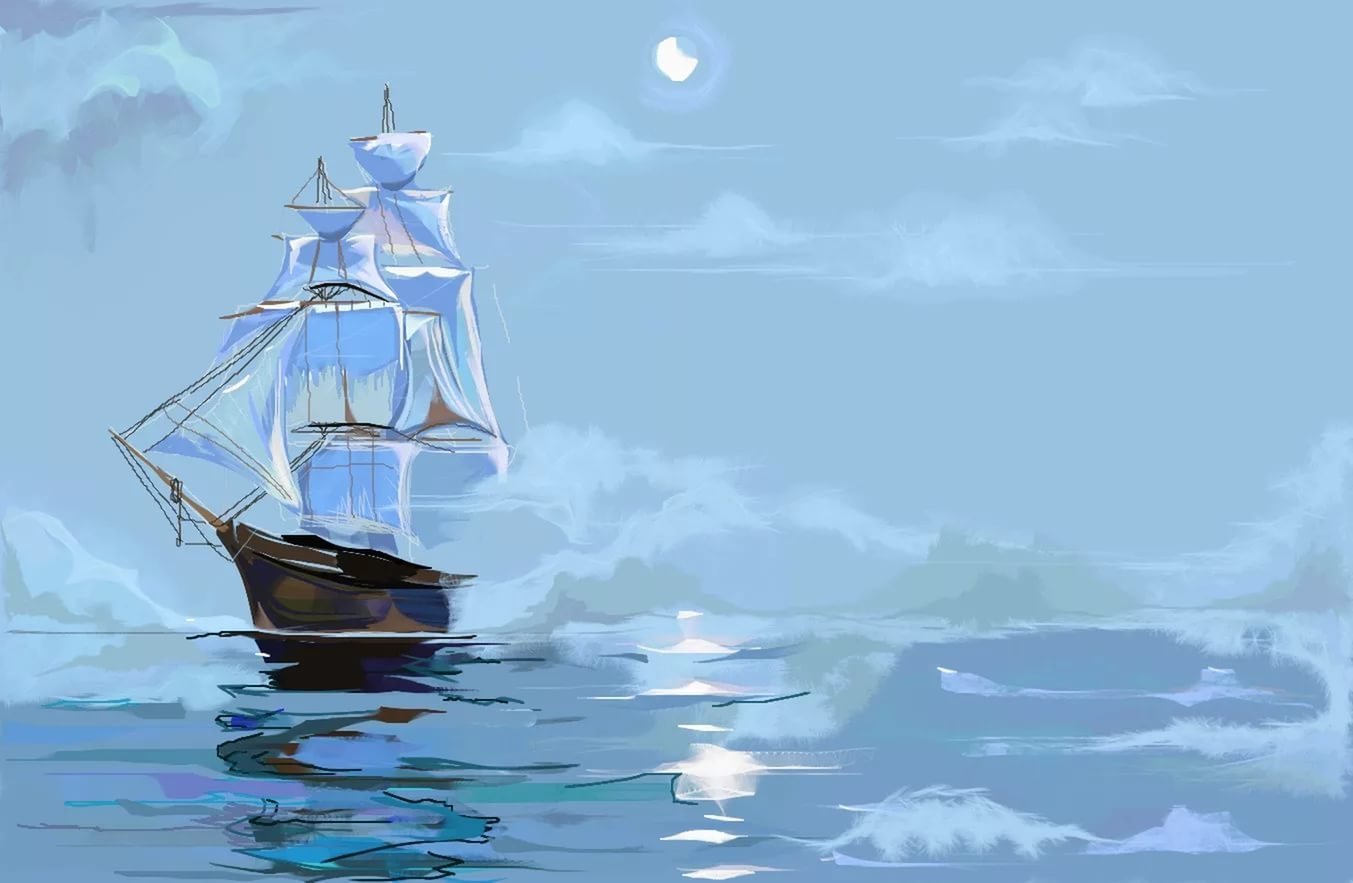 море с корабликом