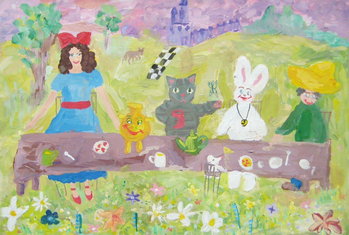 Алиса в стране чудес рисунки детей