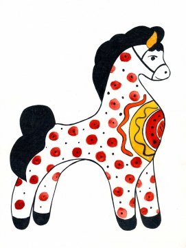 Раскраска народные промыслы России для детей Дымковская игрушка