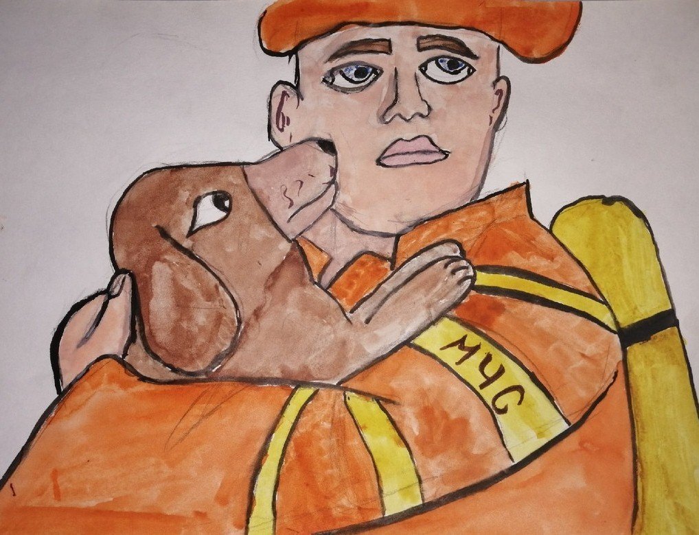 Мой папа пожарный рисунок