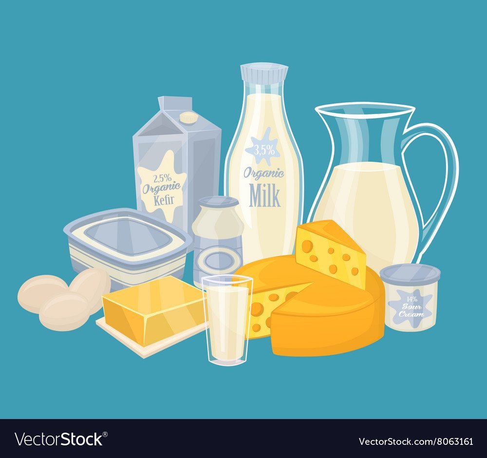 Молочные продукты иллюстрация