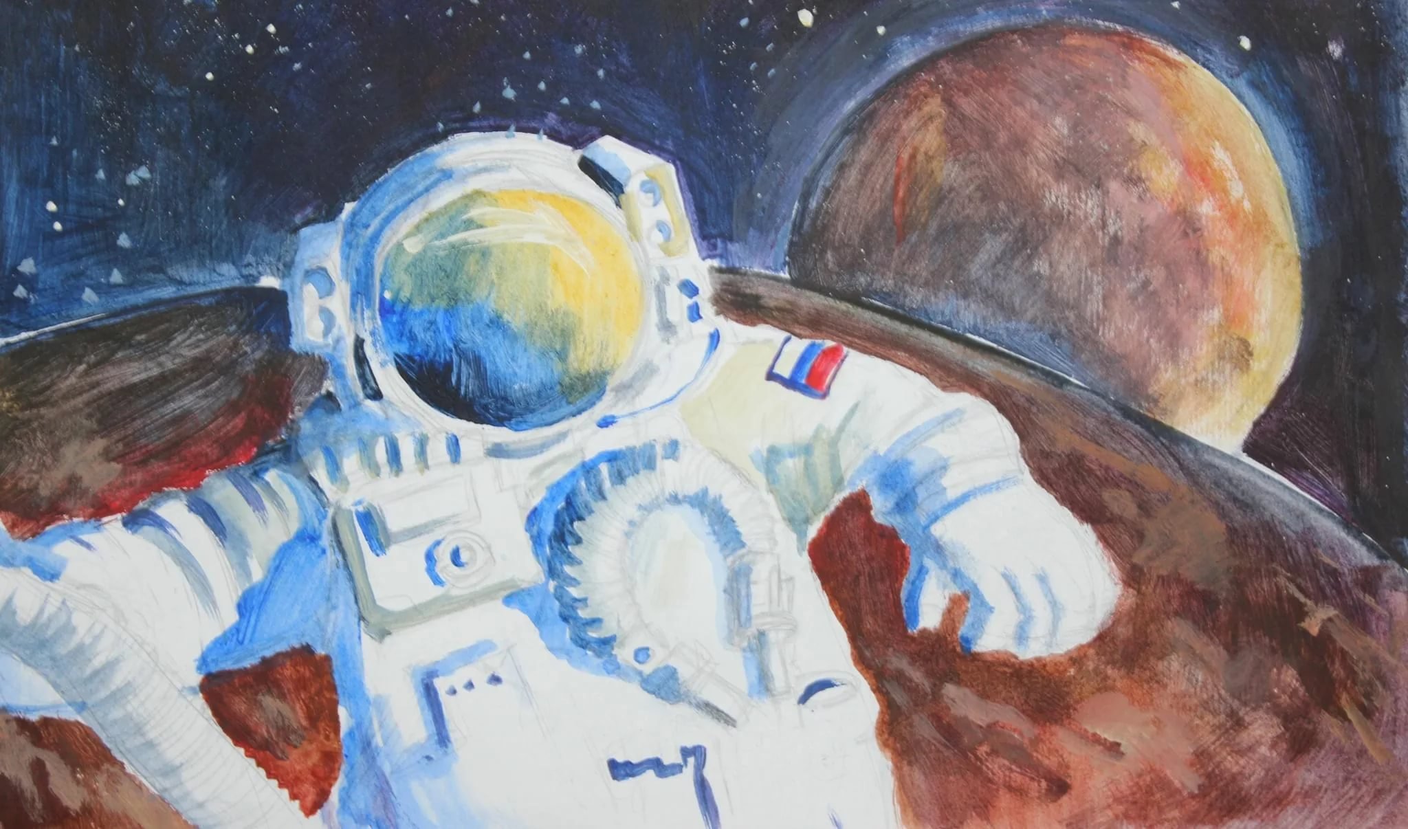 Рисование на тему день космонавтики. Портрет Космонавта Юрия Гагарина акварелью. Рисунок на тему космос. Рисунок на космическую тему.