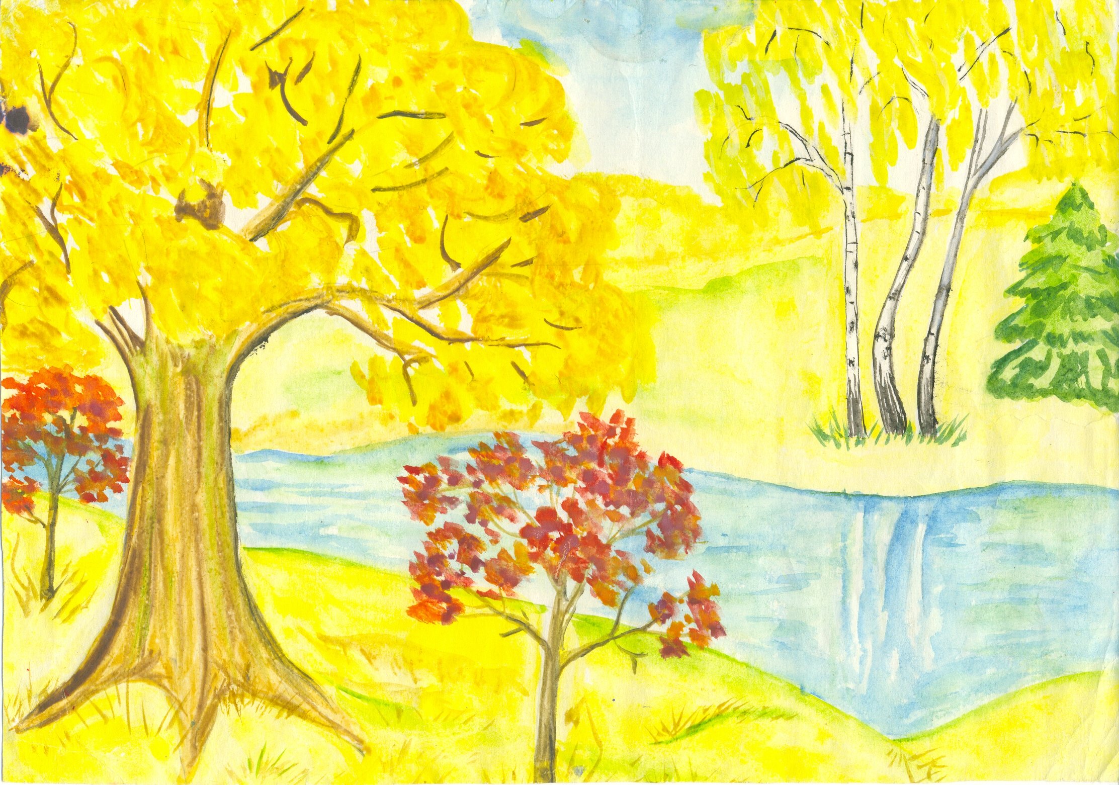 Времена года 1 класс изо. Рисунок осень. Осень рисунок для детей. Рисунок красота осени. Золотая осень рисунок.