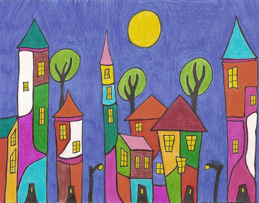 В городе урок 1 класс. Городской пейзаж детский. Рисование сказочный город. Город рисунок. Й городрисунок.