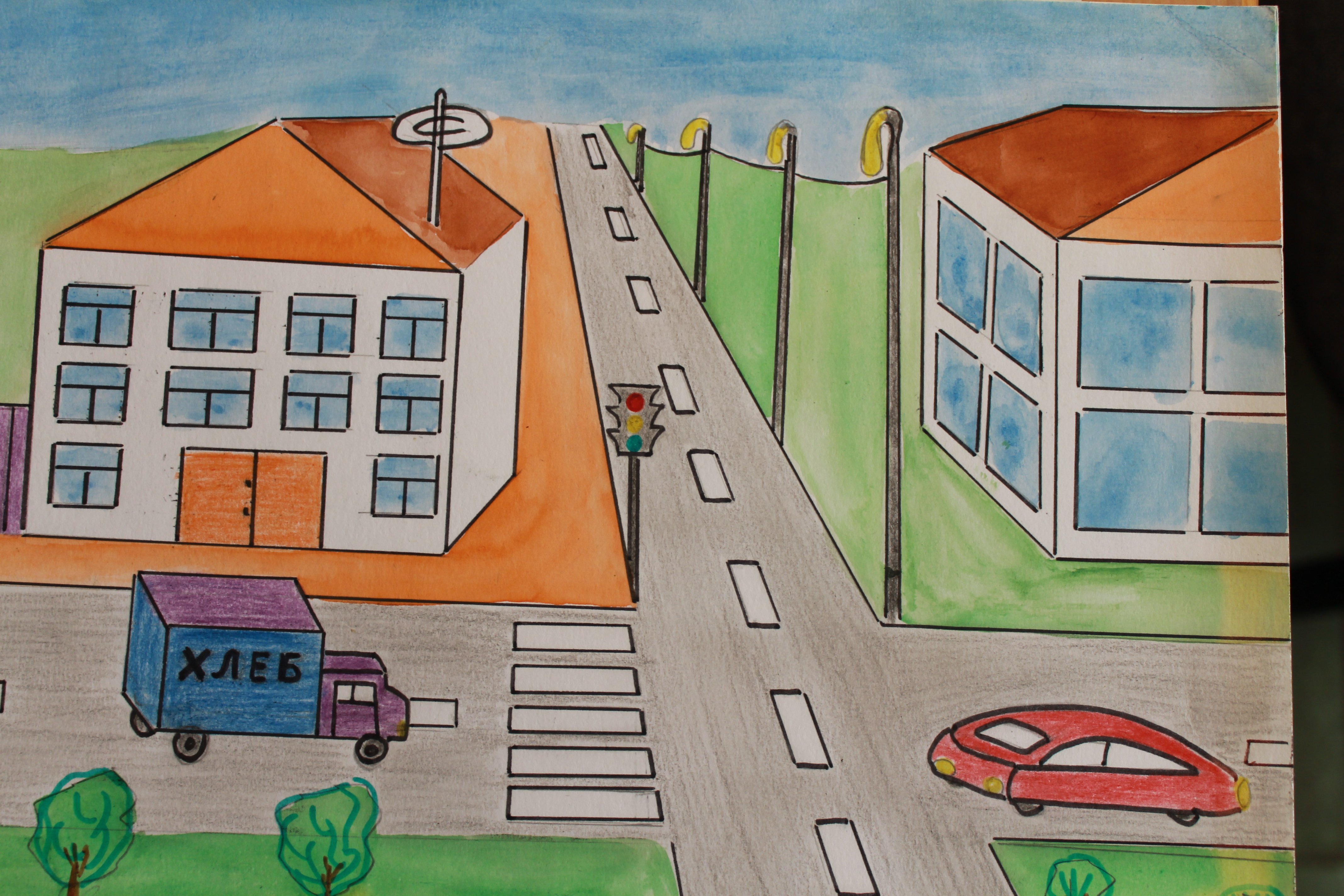 Рисунок на тему дорога в школу