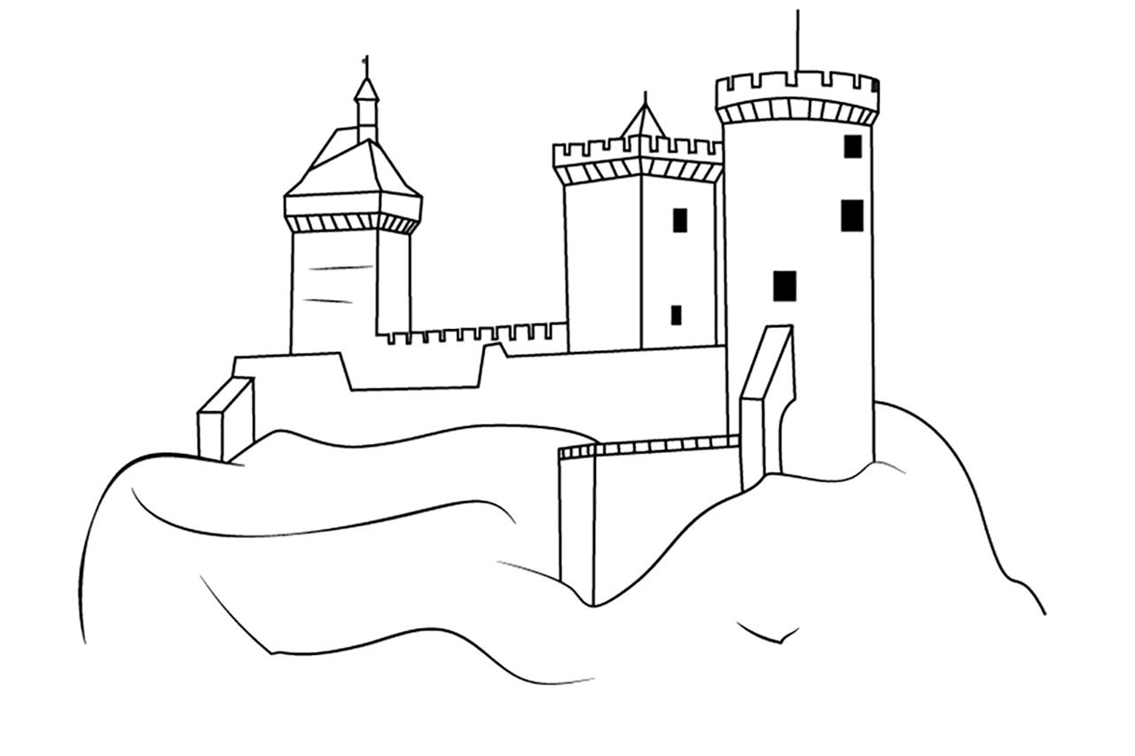 Средневековый замок 4 класс. Генуэзская крепость зарисовки. Замок рисунок. Замок рисунок карандашом. Замки и крепости карандашом.
