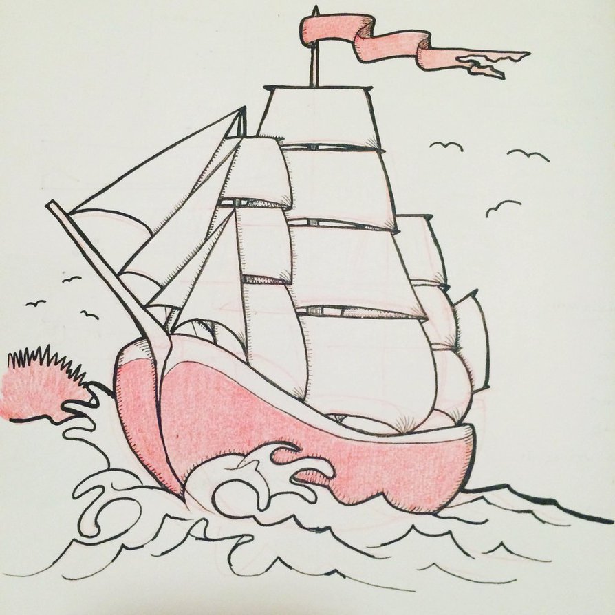 Корабль для срисовки карандашом