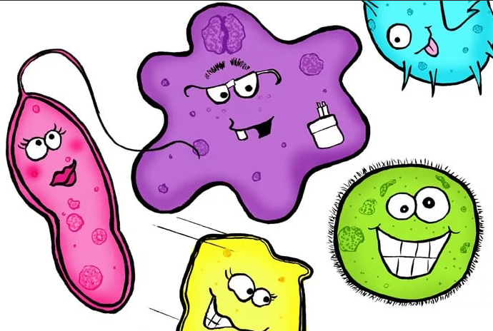 Бактерия 1 играть. Вирусы и бактерии. Веселые бактерии. Микробы мультяшные. Бактерии рисунок.