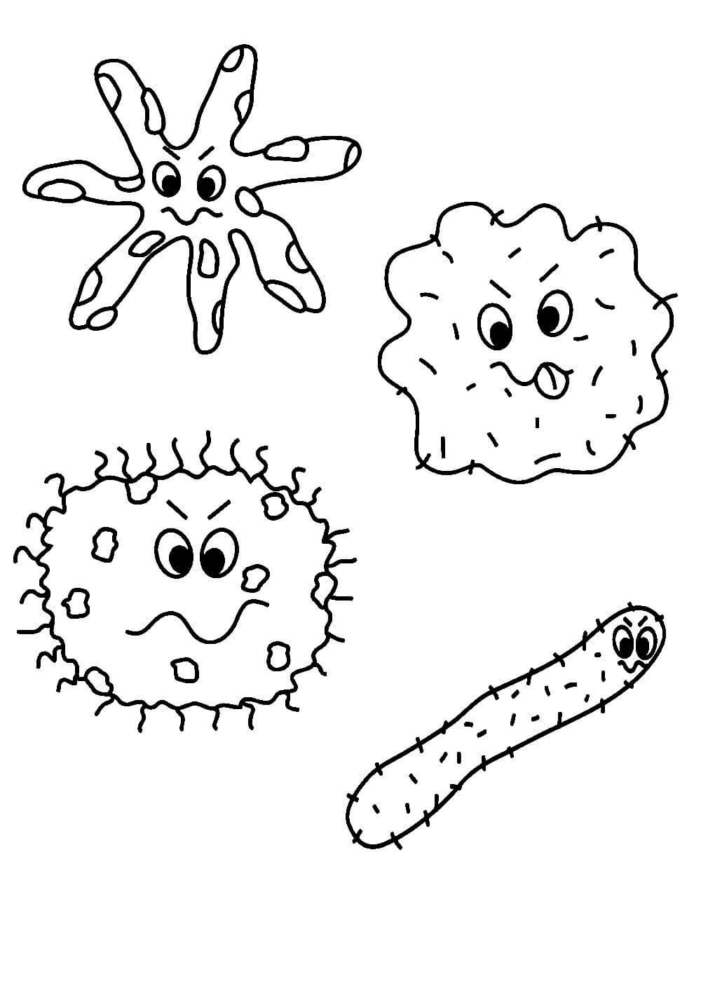 Раскраска вирусы и микробы для детей