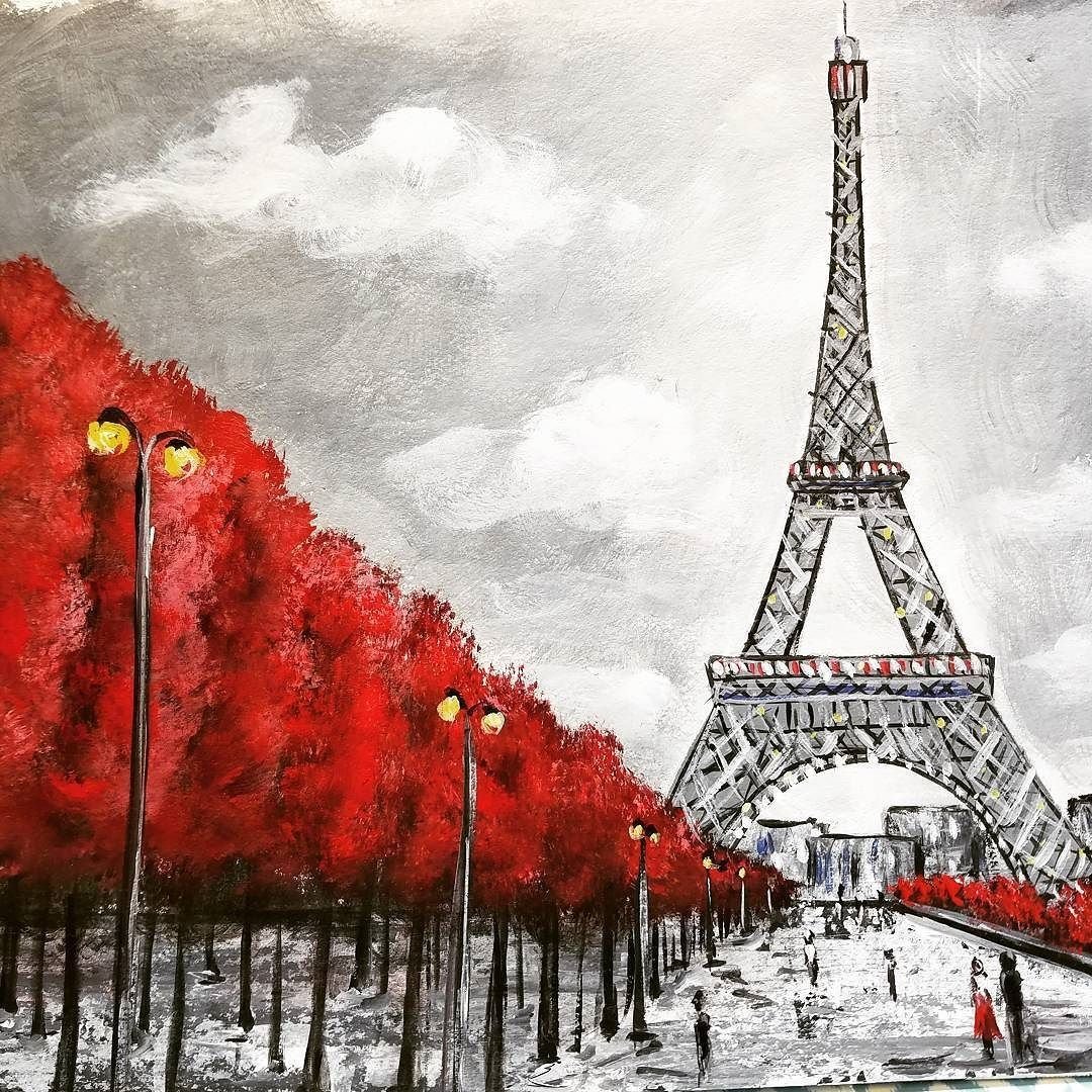 Эйфелева башня в Париже рисунок