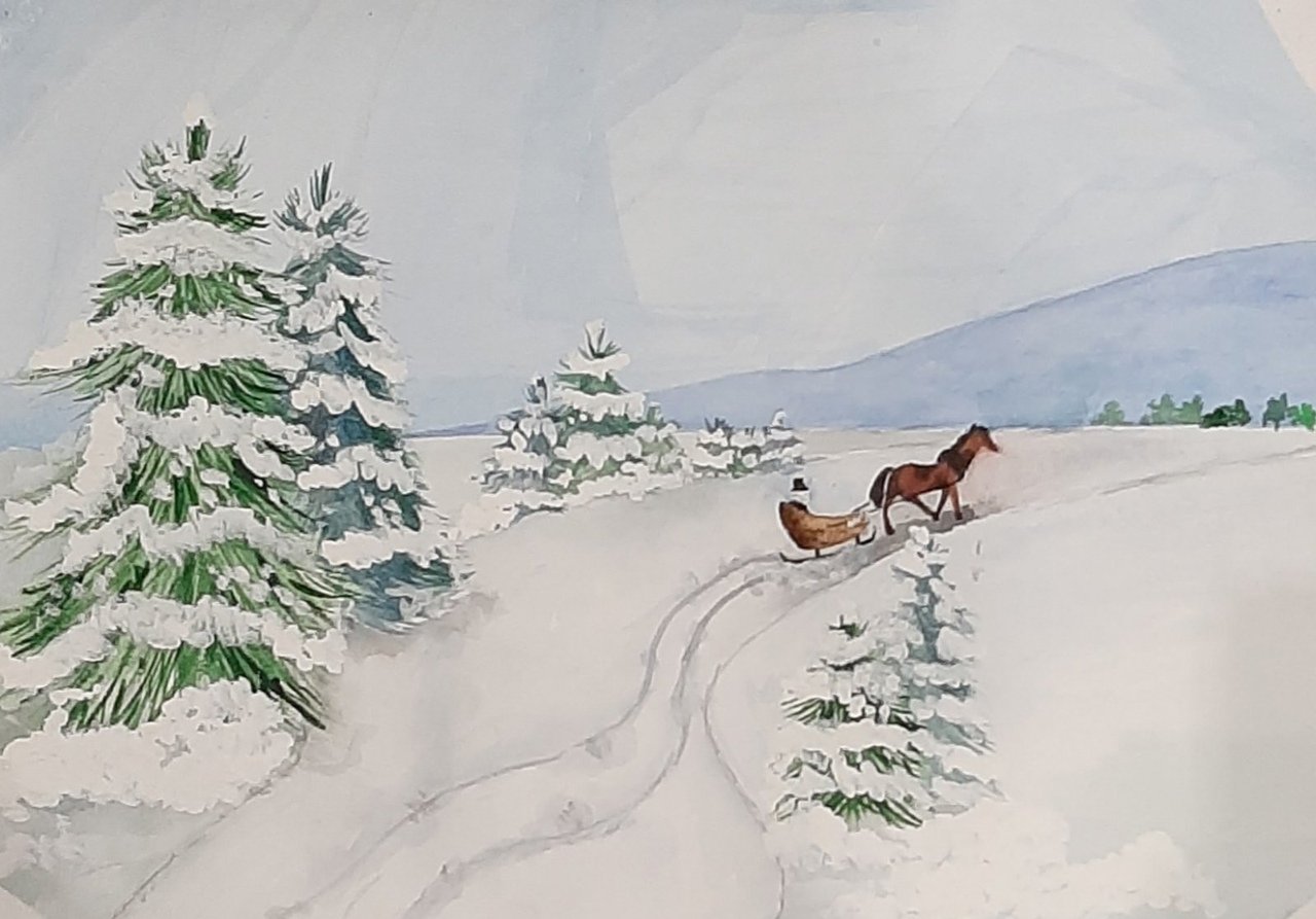 Иллюстрация к зимней дороге Пушкина