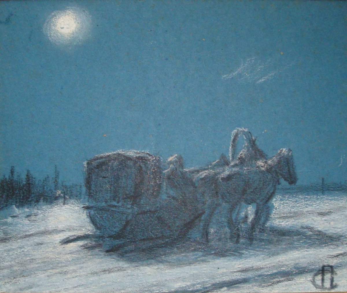 Петр Петрович Соколов тройка в степи зимой