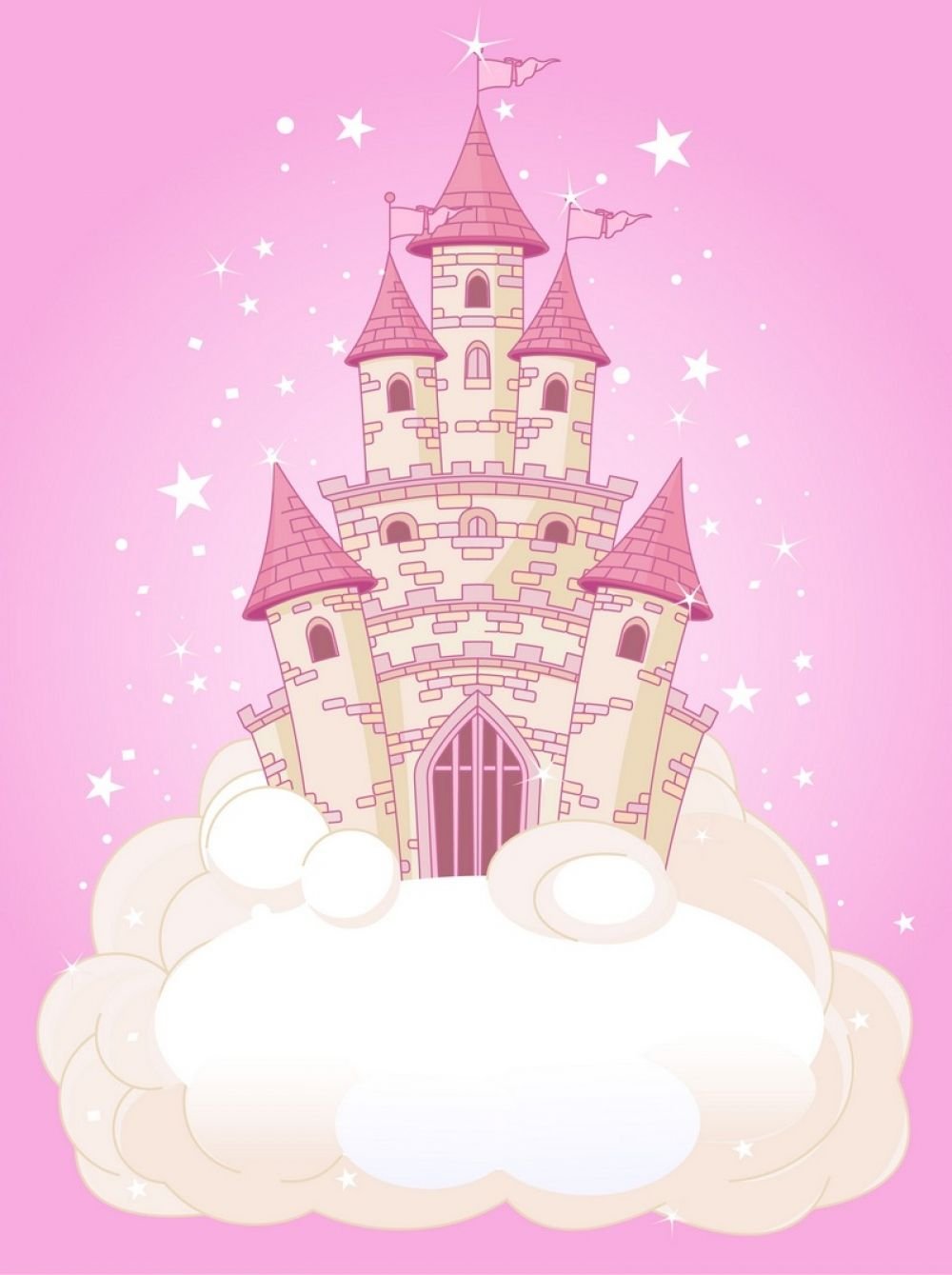 Замок розовый сказочный на облачке