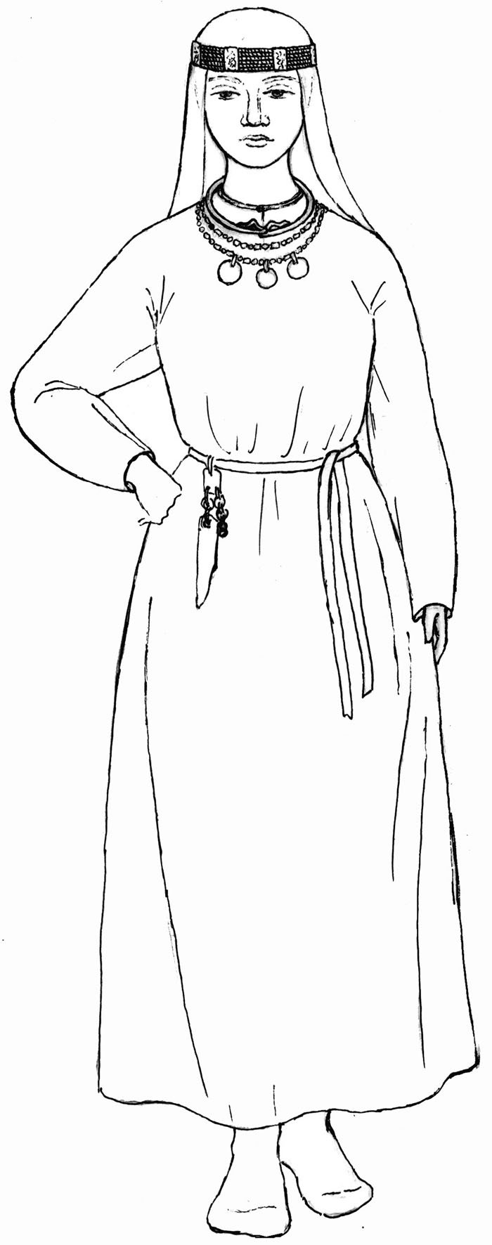 Иллюстрация женского костюма в древности