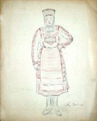 Мордовский национальный костюм нарисовать