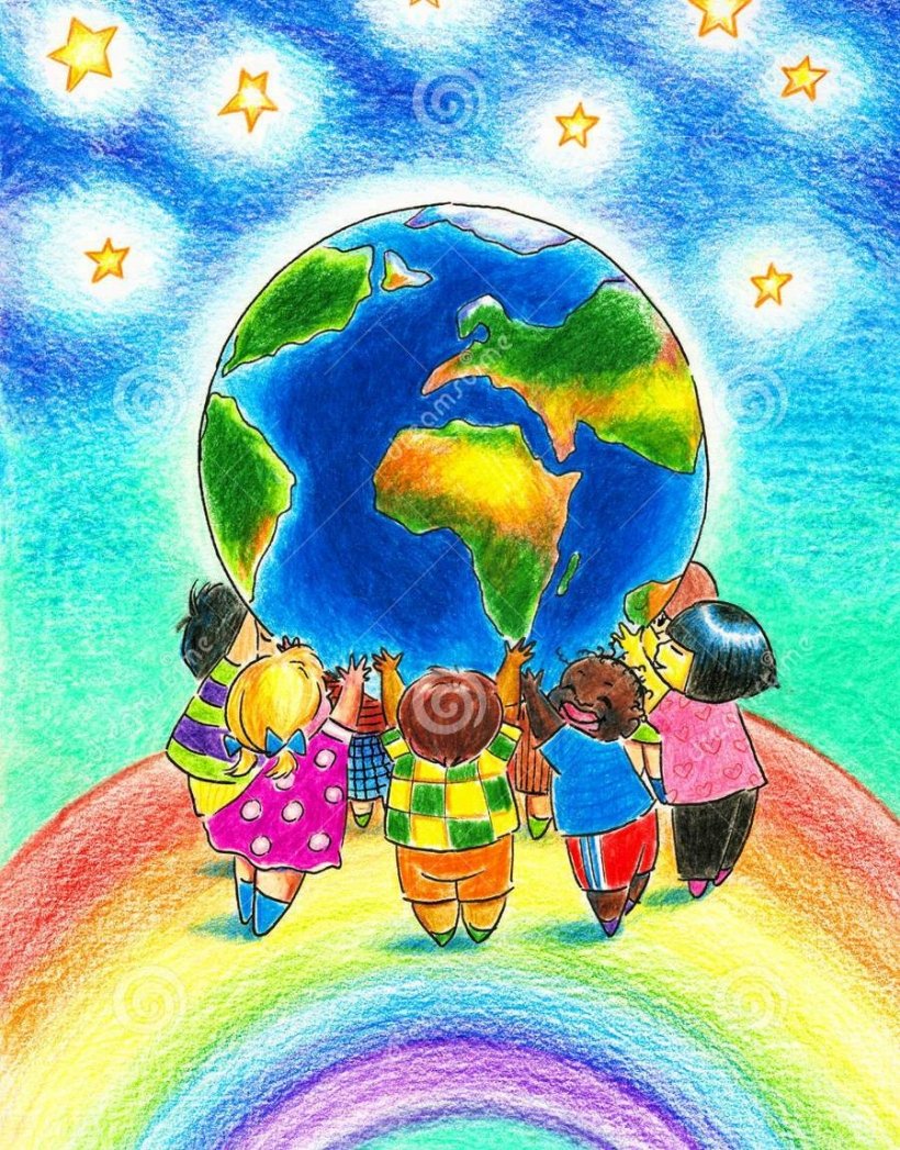 Рисунок на тему дружат дети на планете