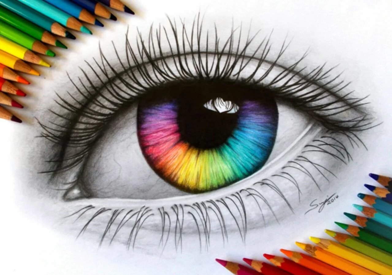 Нарисовать цветной глаз